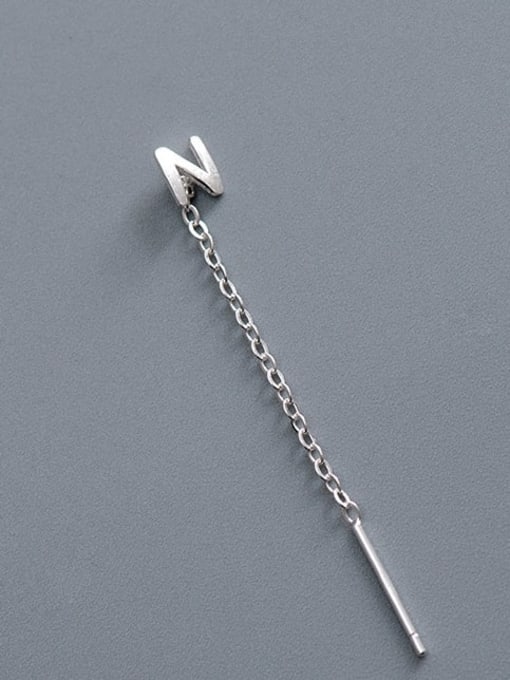 ES2180 [Single N Letter] 925 Sterling Silver Tassel Minimalist Threader Earring
